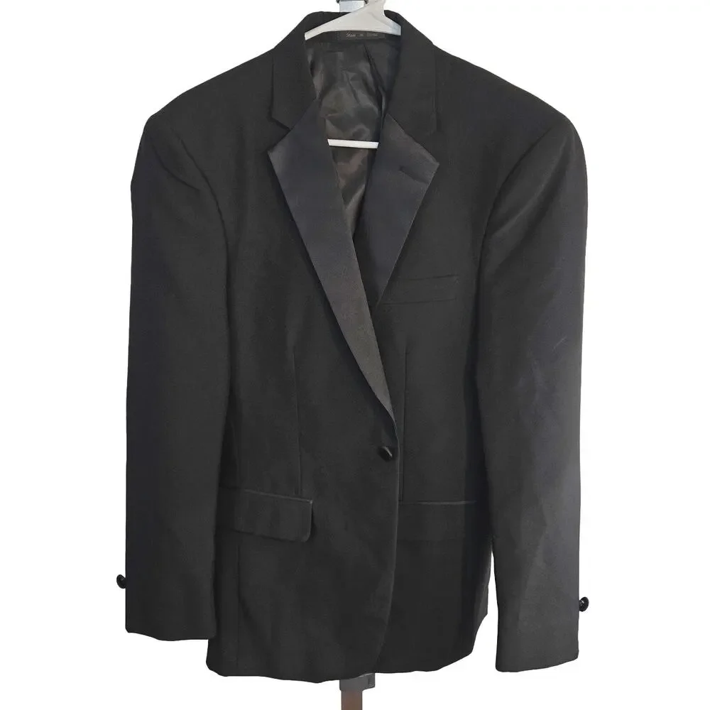 Neil Allyn Men's Tuxedo 36R 36 R Black Formal Coat 1 Button  Prom